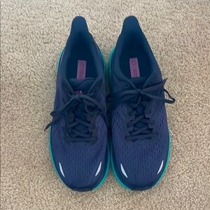 Hoka Blue and Green Athletic Shoes Performance Mesh